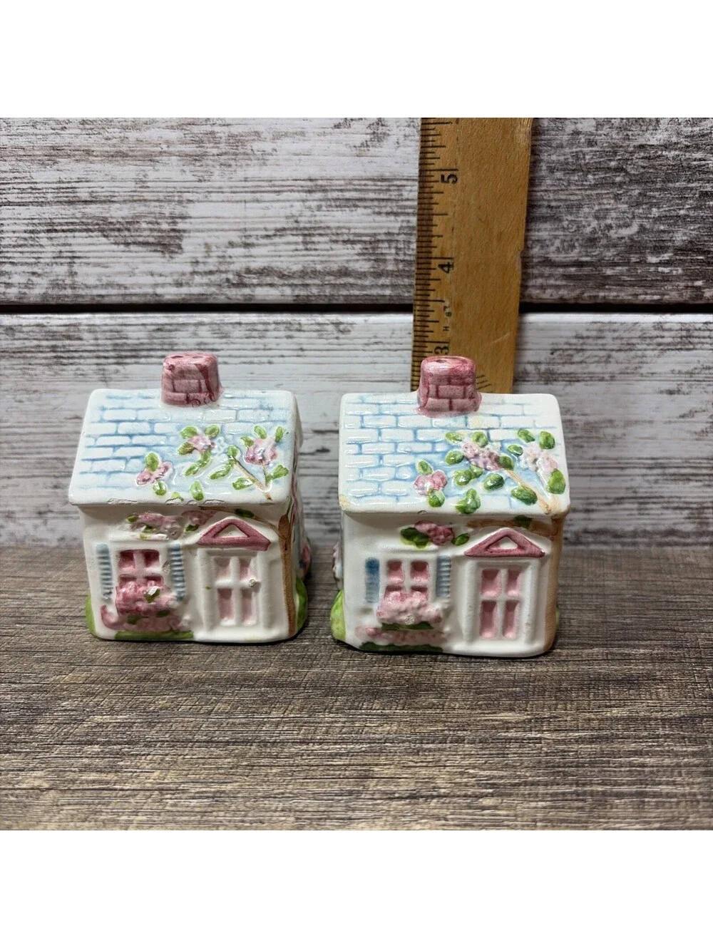 Vintage Our Town Salt & Pepper Shakers Country Cottage House Made In Brazil